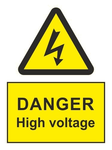 High Voltage Danger Sign with Text 150x200