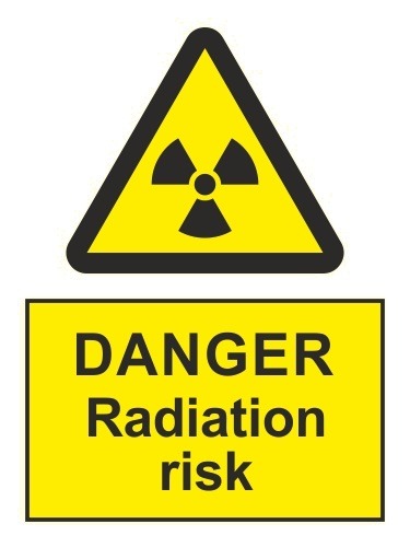 Radiation Risk Danger Sign with Text 150x200